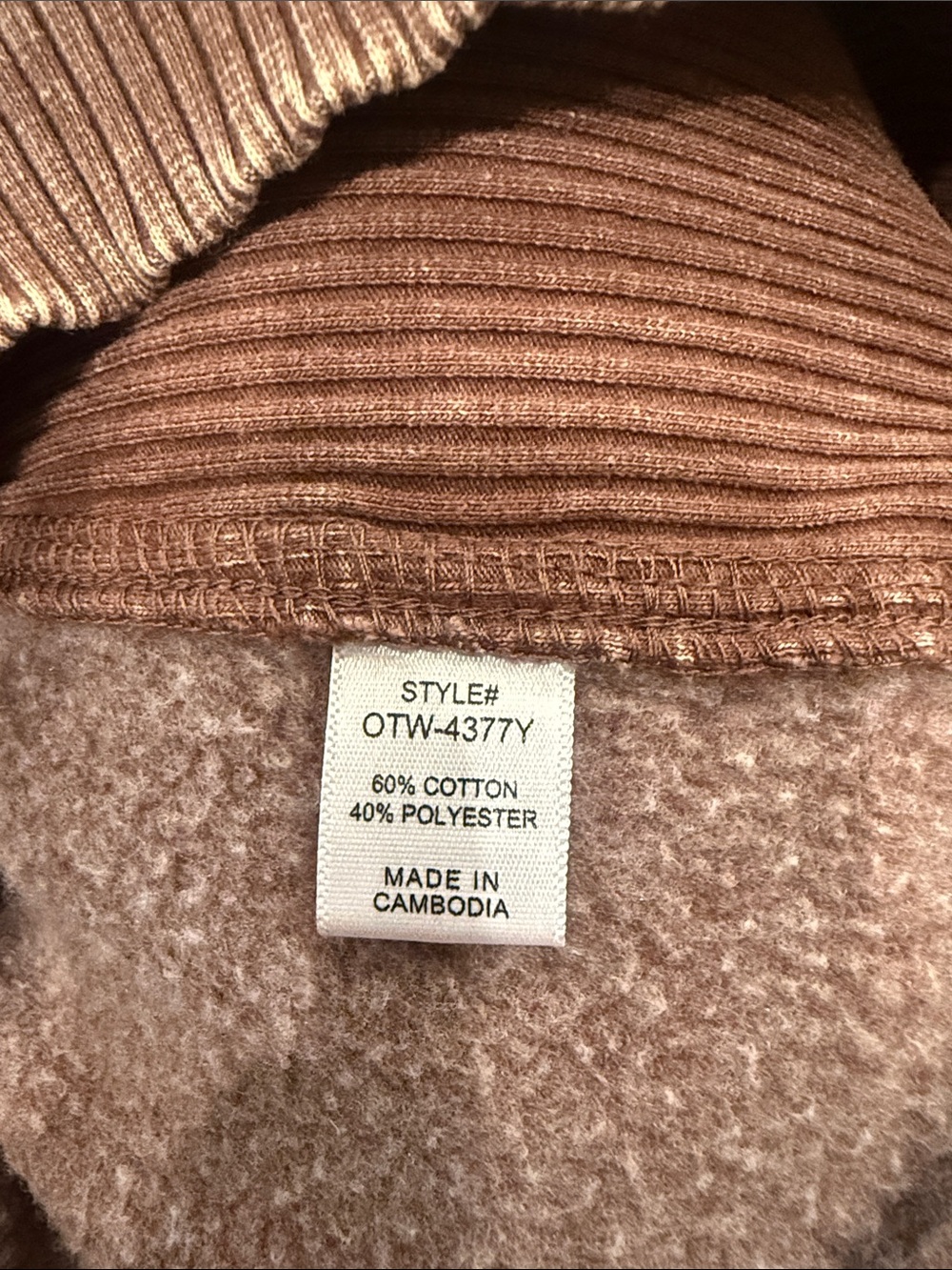 Zenana Outfitters Washed Brown Crewneck Sweatshirt - Picture 6 of 7